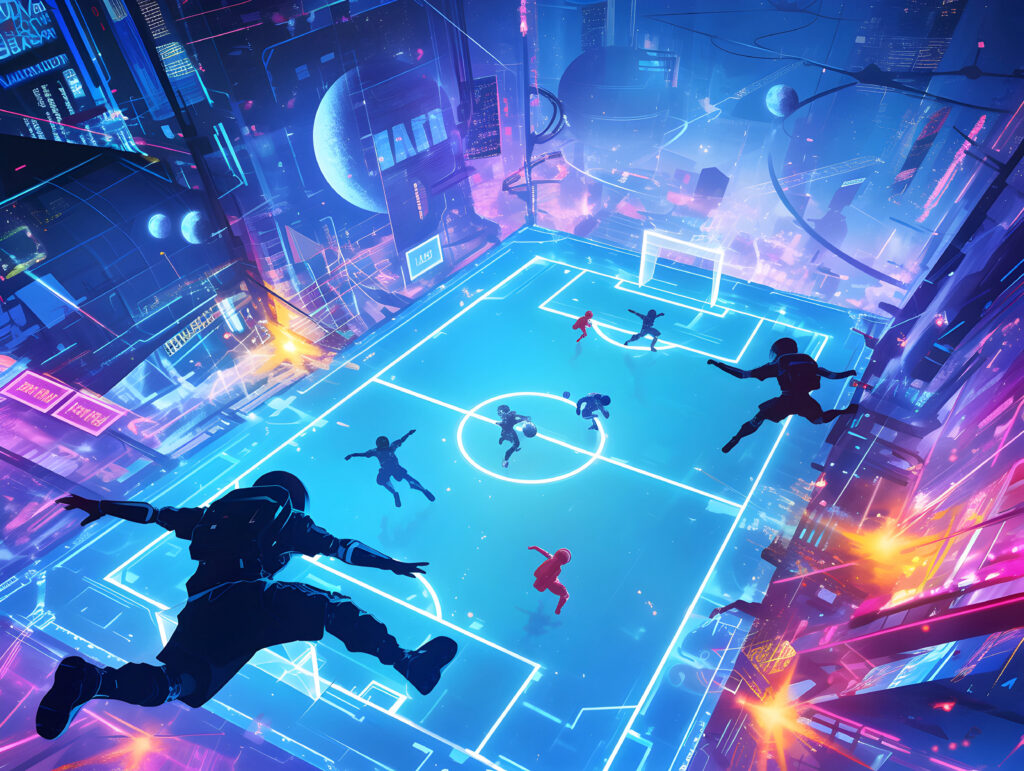 Futuristic soccer field illustration