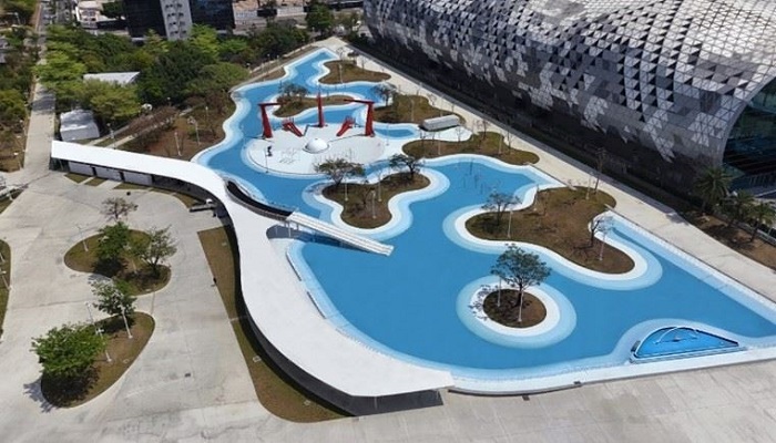 星光公園戲水區鳥瞰。（高雄市政府提供）