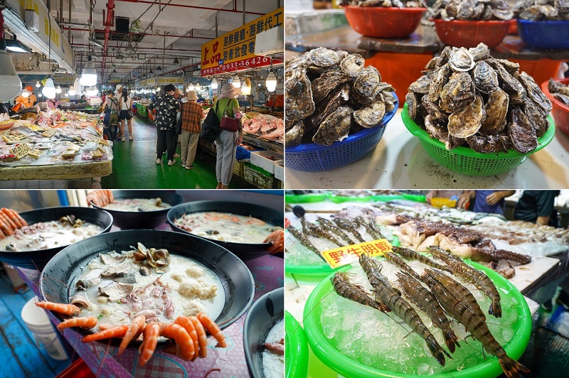 旅客可前往布袋觀光魚市，品嚐鮮蚵、蝦蟹、虱目魚等當季海鮮。（嘉義縣政府提供）